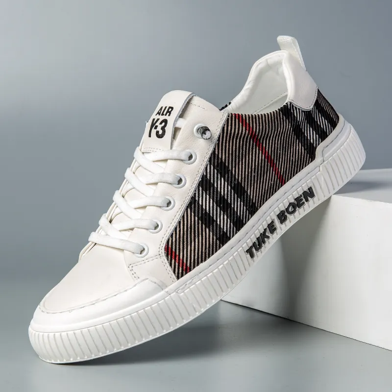 FAPAI Abrasion Resistant Low Top Skateboard Shoes Men's White-4