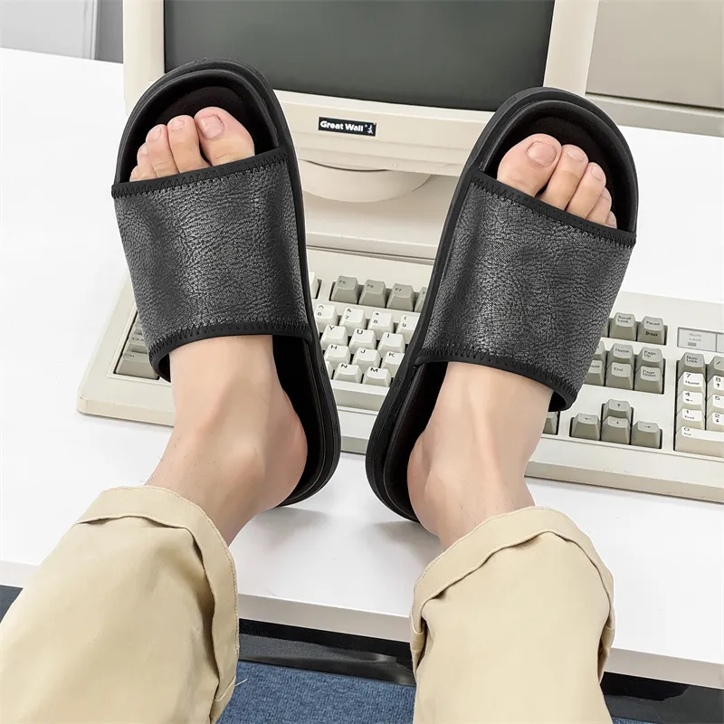 FAPAI Abrasion Resistant Slide Slippers Men's Black-3