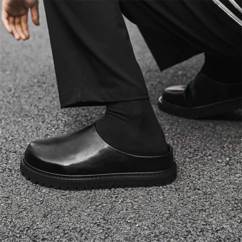 FAPAI Abrasion Resistant Closed Toe Slippers Men's Black-6