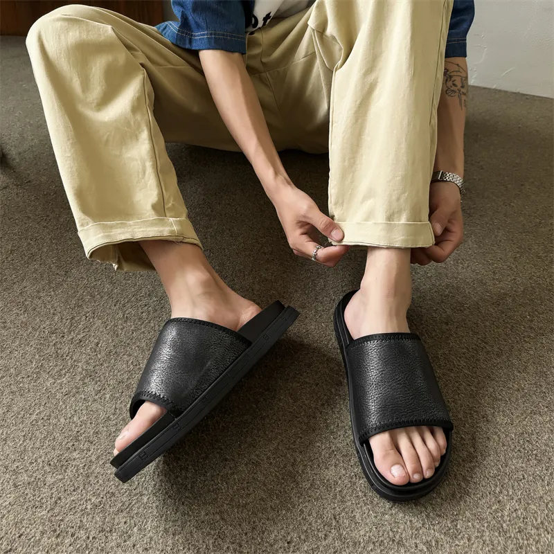 FAPAI Abrasion Resistant Slide Slippers Men's Black-6