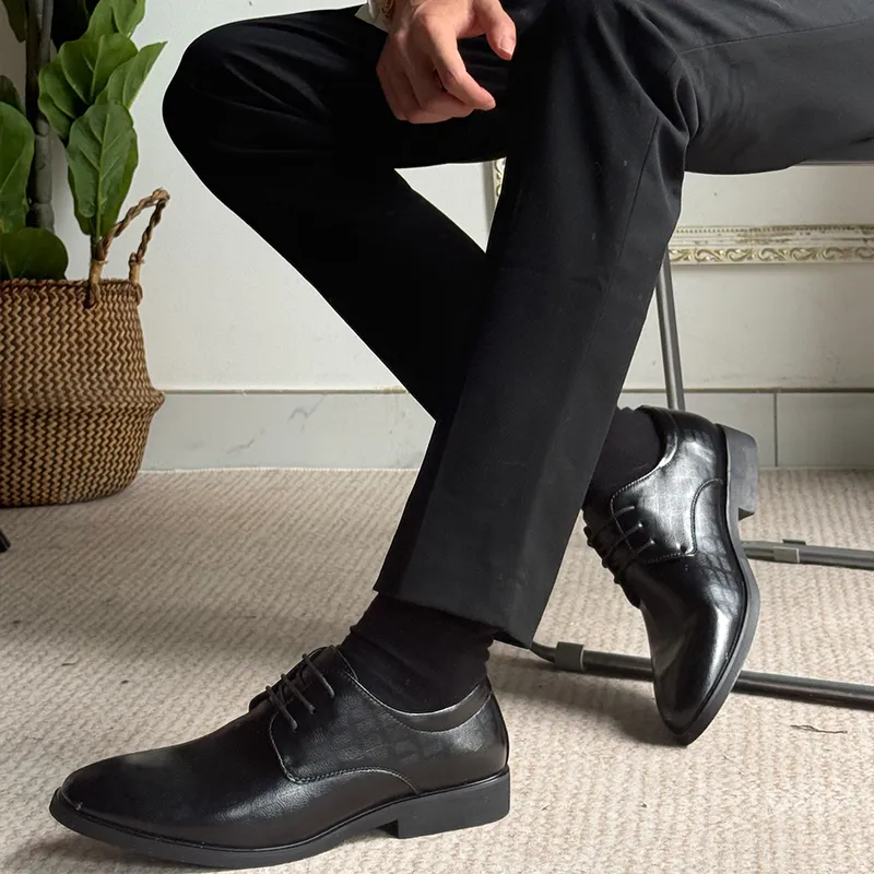 FAPAI Dress Shoes Men Low Top Black-3