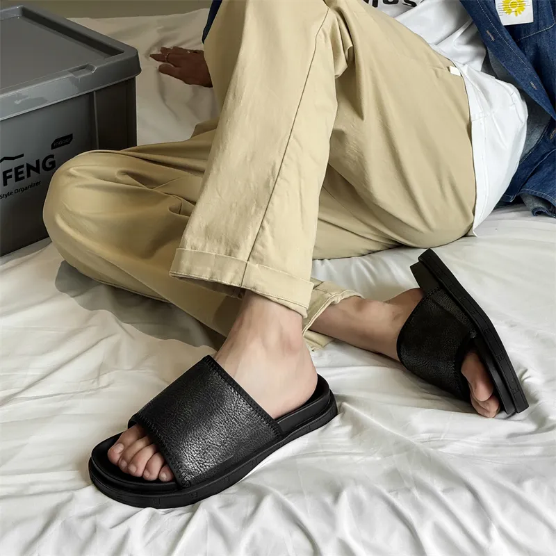 FAPAI Abrasion Resistant Slide Slippers Men's Black-5