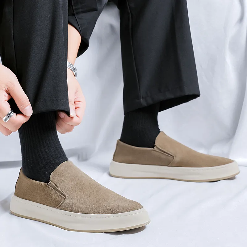 FAPAI Casual Shoes Men Low Top Gray/Apricot-6