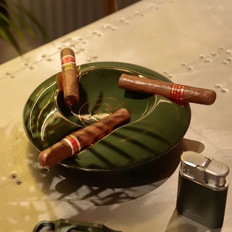 GUEVARA Three Slot Cigar And Cigarette Ceramic Ashtray, Suitable For Home And Office, Easy To Clean-8