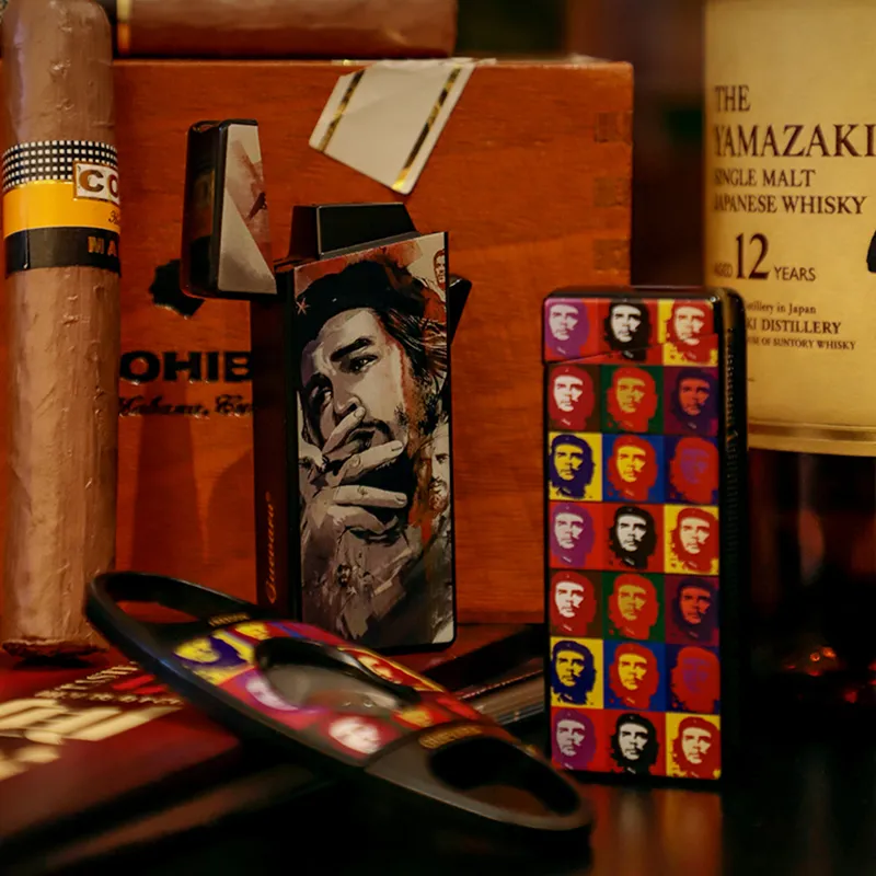 GUEVARA Cigar Tool Set, Sharp And Smooth Cigar Cutter With Blue Flame Lighter, Gift Box Set-3