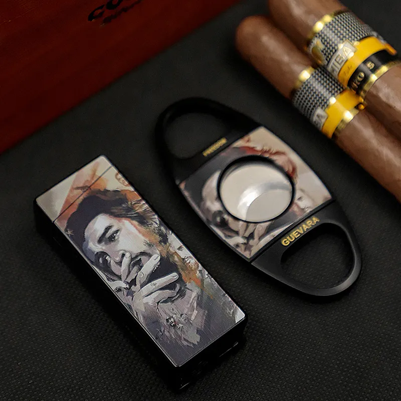 GUEVARA Cigar Tool Set, Sharp And Smooth Cigar Cutter With Blue Flame Lighter, Gift Box Set-15