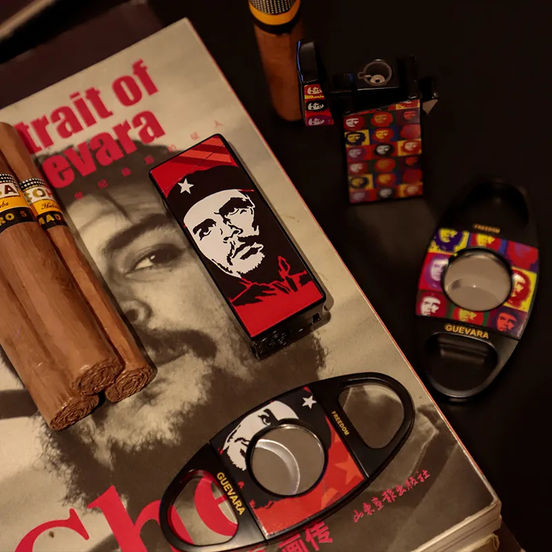 GUEVARA Cigar Tool Set, Sharp And Smooth Cigar Cutter With Blue Flame Lighter, Gift Box Set-7