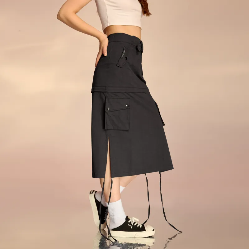 Vv.ok X ICONS Lab Casual Long Skirts Women's Black Gray Color-3