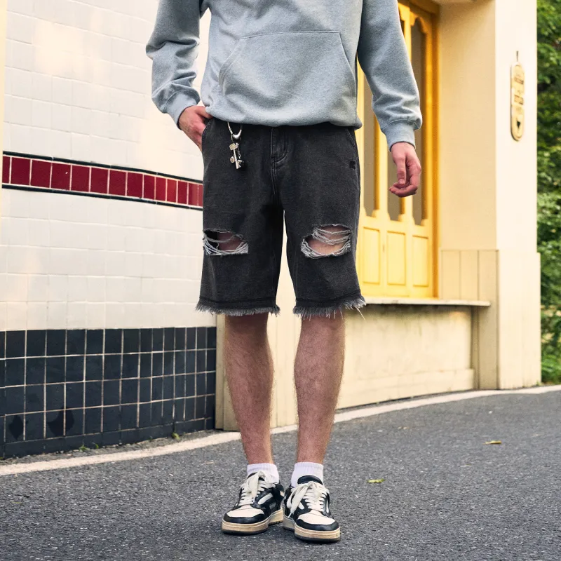 ICONS Lab Denim Shorts Unisex Washed Black-4