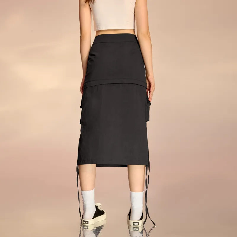 Vv.ok X ICONS Lab Casual Long Skirts Women's Black Gray Color-2