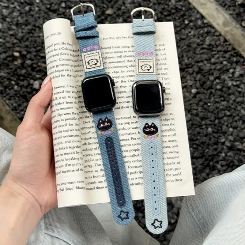 LOVINGCOOL Apple Compatibility Watch Band 212mm Denim Material-3