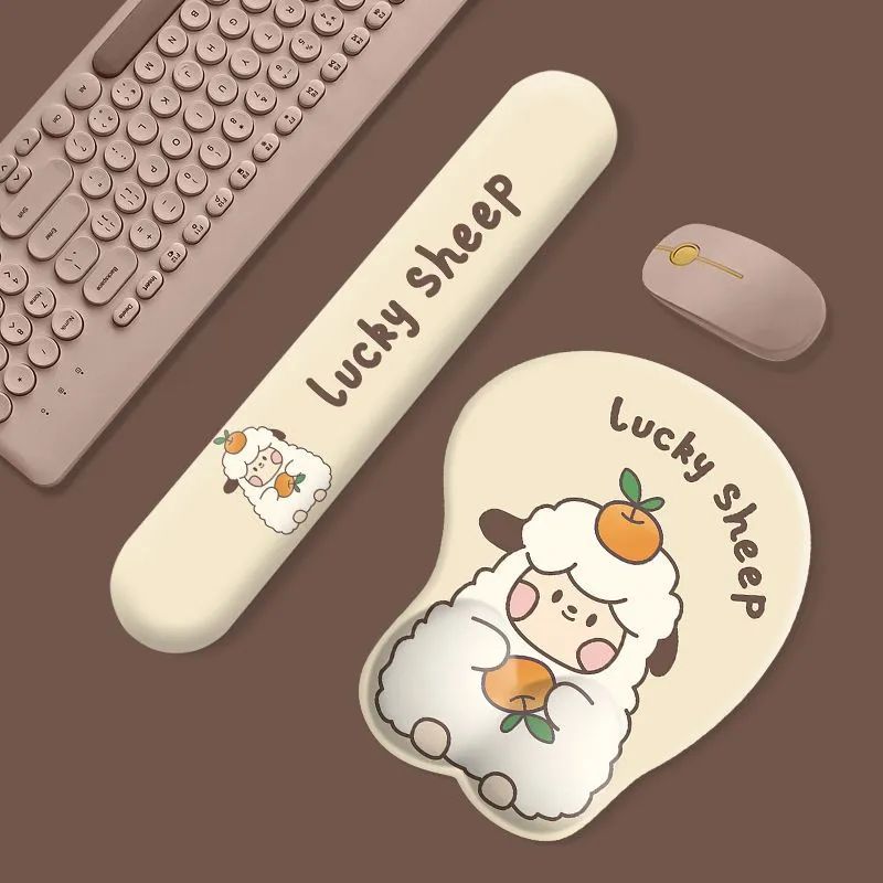 LOVINGCOOL Rubber Pad Tulip Puppy Silicone Wrist Brace Keyboard Pad Office Set Instagram Style Cute Mouse Pads-6