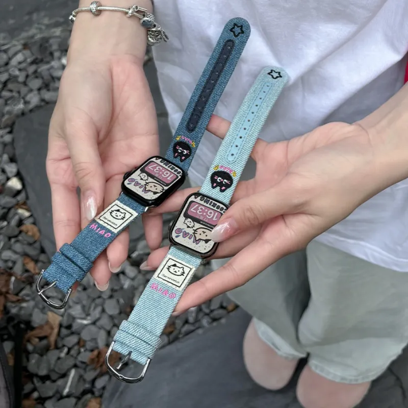 LOVINGCOOL Apple Compatibility Watch Band 212mm Denim Material-2