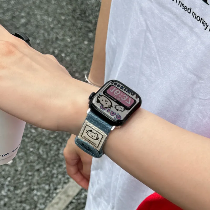LOVINGCOOL Apple Compatibility Watch Band 212mm Denim Material-5