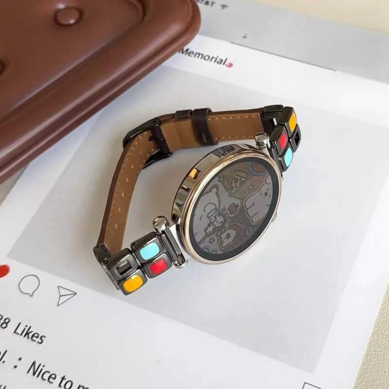 LOVINGCOOL Huawei Compatibility Watch Band Leather, Metal-6