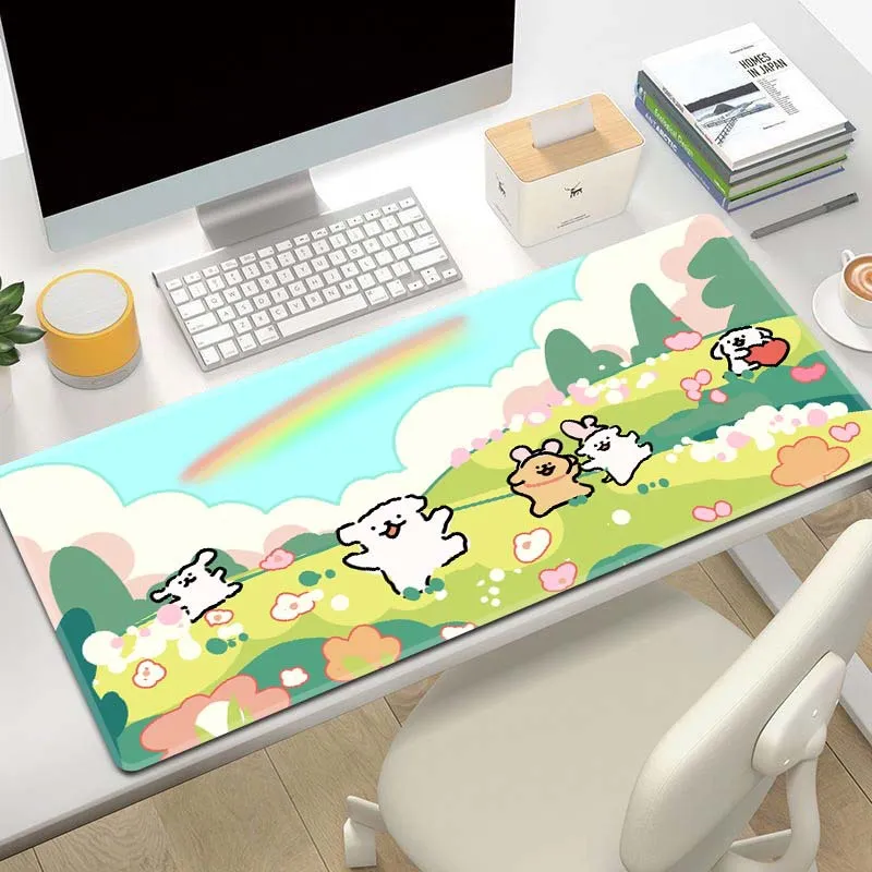 LOVINGCOOL Natural Rubber Cute Cartoon Maltese Large Keyboard Pad With Thickened Edges Office Desk Mat Mouse Pads-1