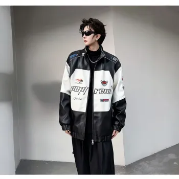 American Vintage Cool Versatile Biker Stand Collar Jacket Unisex