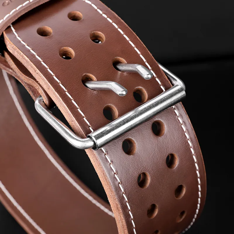 LUXIAOJUN Back Support Braces Weightlifting Protective Compression Brown Cow Leather Unisex-4