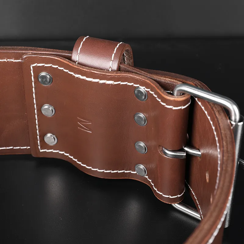 LUXIAOJUN Back Support Braces Weightlifting Protective Compression Brown Cow Leather Unisex-5