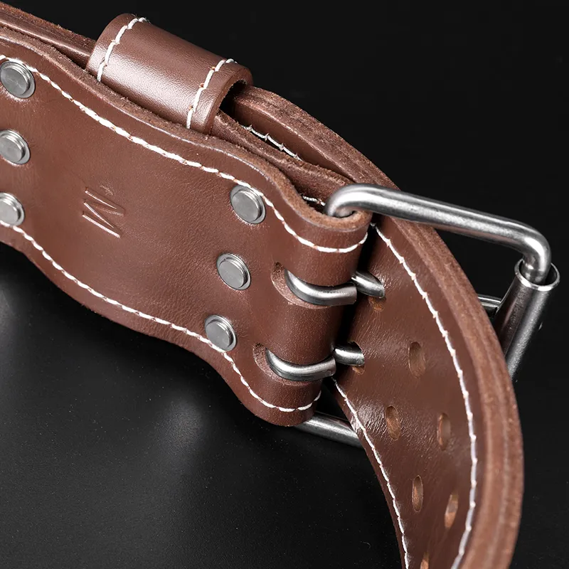 LUXIAOJUN Back Support Braces Weightlifting Protective Compression Brown Cow Leather Unisex-5