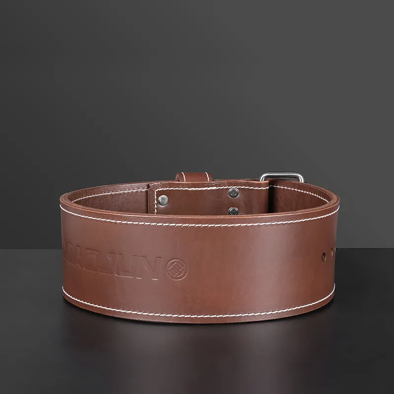LUXIAOJUN Back Support Braces Weightlifting Protective Compression Brown Cow Leather Unisex-1