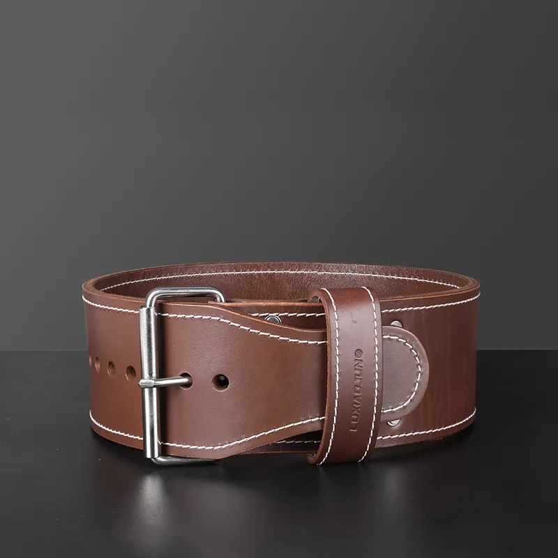 LUXIAOJUN Back Support Braces Weightlifting Protective Compression Brown Cow Leather Unisex-2