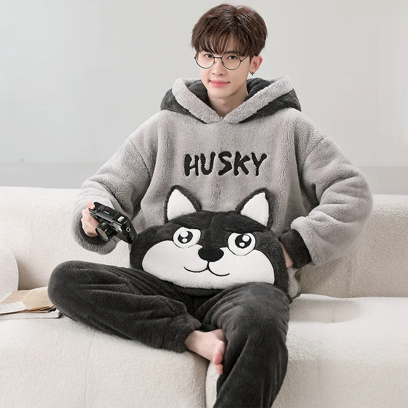 Qiao Ni Tong Pajama Set Fall Winter Style Men's Image Color-23
