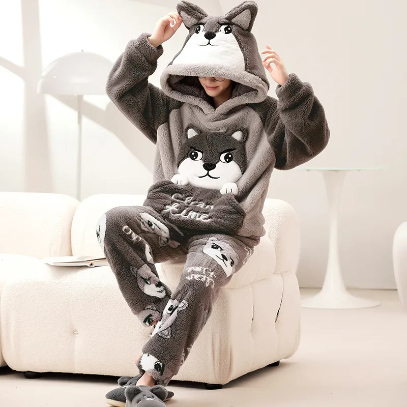 Qiao Ni Tong Pajama Set Fall Winter Style Men's Image Color-2