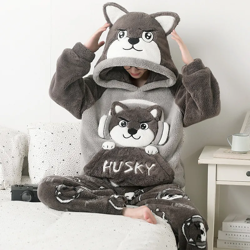Qiao Ni Tong Pajama Set Fall And Winter Sky Style Men's Image Color-1