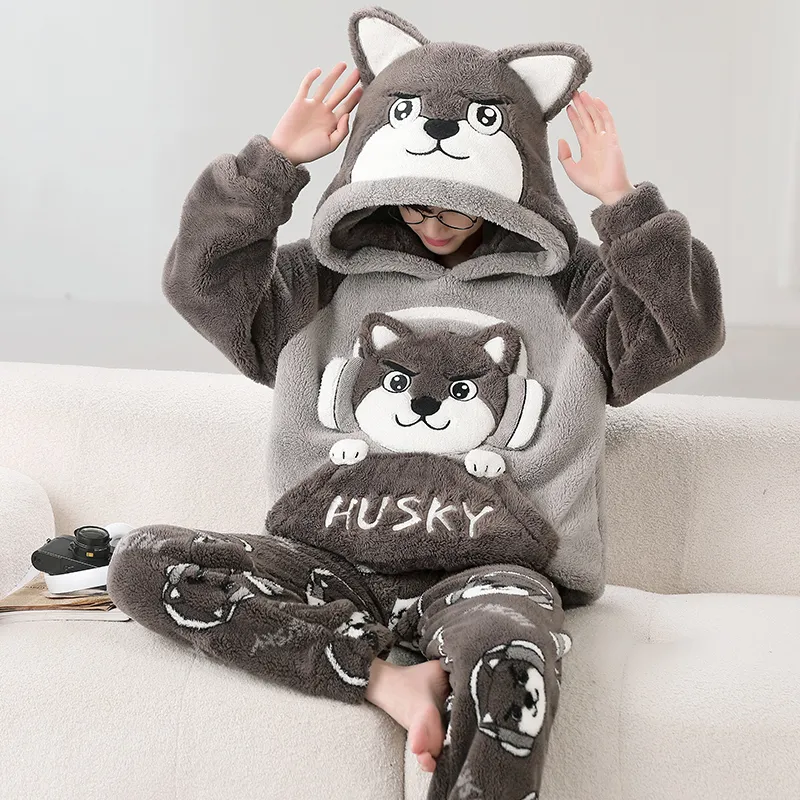 Qiao Ni Tong Pajama Set Fall And Winter Sky Style Men's Image Color-3