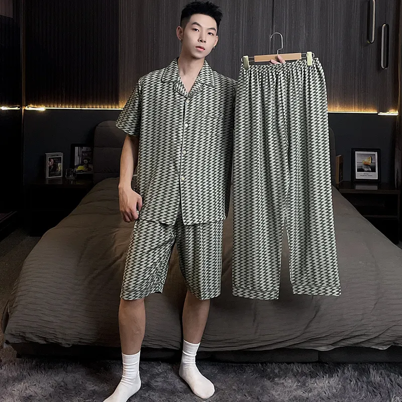 Qiao Ni Tong Pajama Set Men's Z Shaped Playful Pattern-7