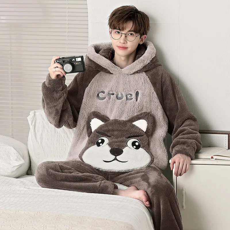 Qiao Ni Tong Pajama Set Fall Winter Style Men's Image Color-11