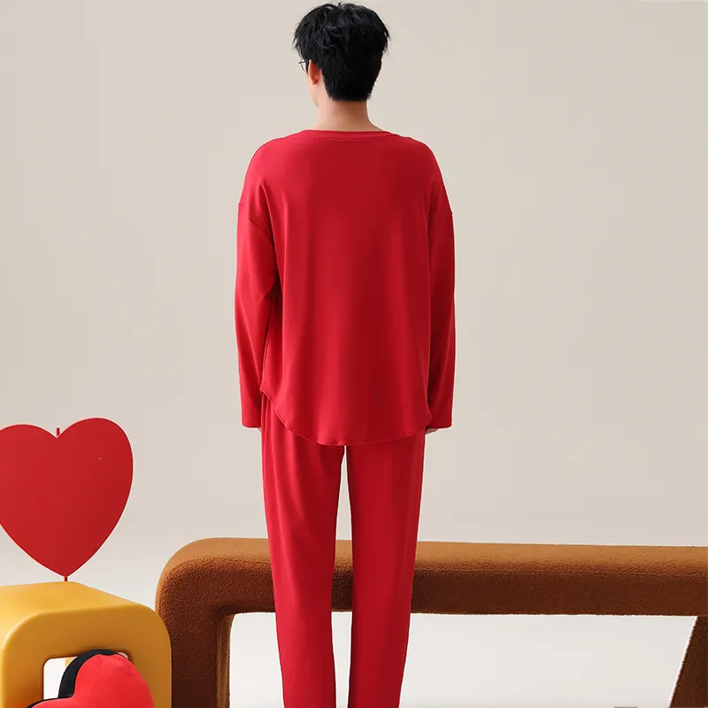Qiao Ni Tong Pajama Set Men Red-1