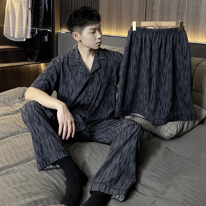 Qiao Ni Tong Pajama Set Men's Ink Shadow Dyeing-1