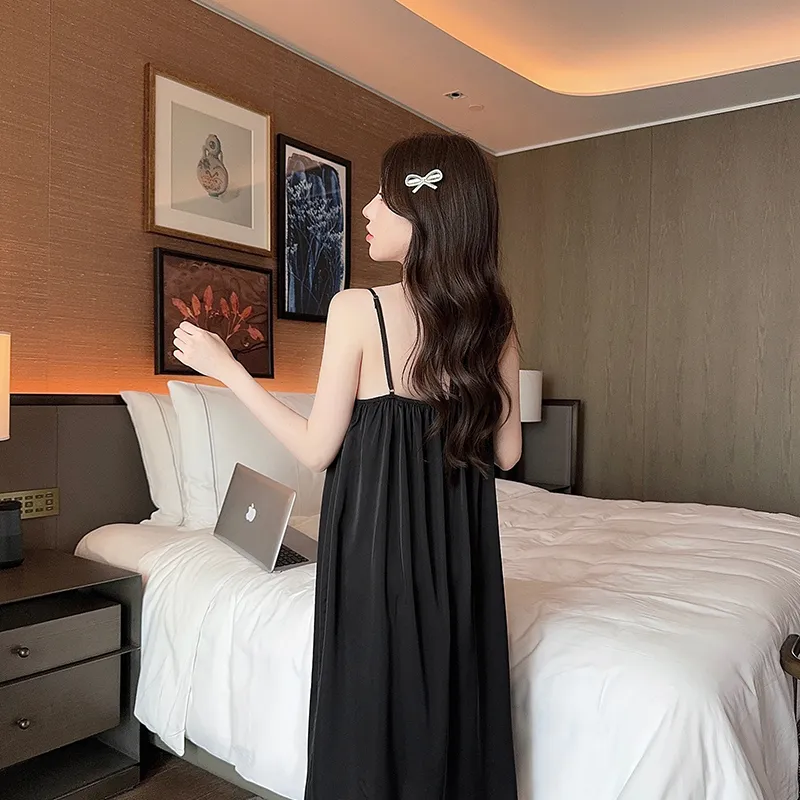 Qiao Ni Tong Nightgown Women's Black-1