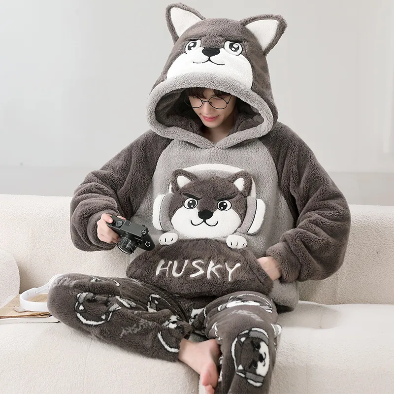 Qiao Ni Tong Pajama Set Fall Winter Style Men's Image Color-6