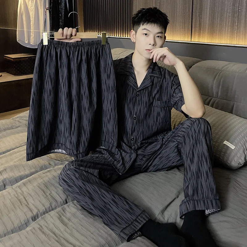 Qiao Ni Tong Pajama Set Men's Ink Shadow Dyeing-2