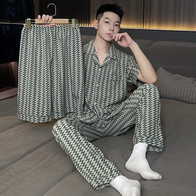 Qiao Ni Tong Pajama Set Men's Z Shaped Playful Pattern-3