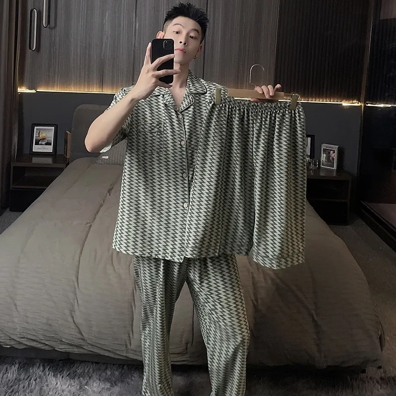 Qiao Ni Tong Pajama Set Men's Z Shaped Playful Pattern-5