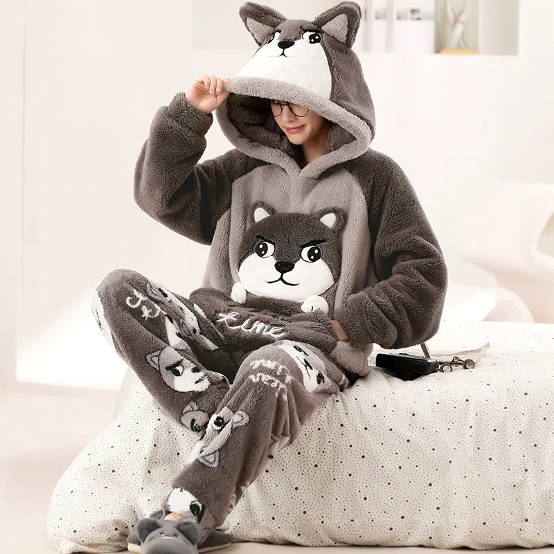 Qiao Ni Tong Pajama Set Fall Winter Style Men's Image Color-1