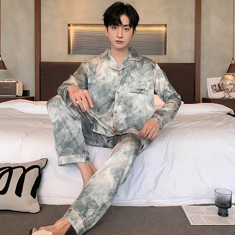 Qiao Ni Tong Pajama Set Men's Emerald Green-4
