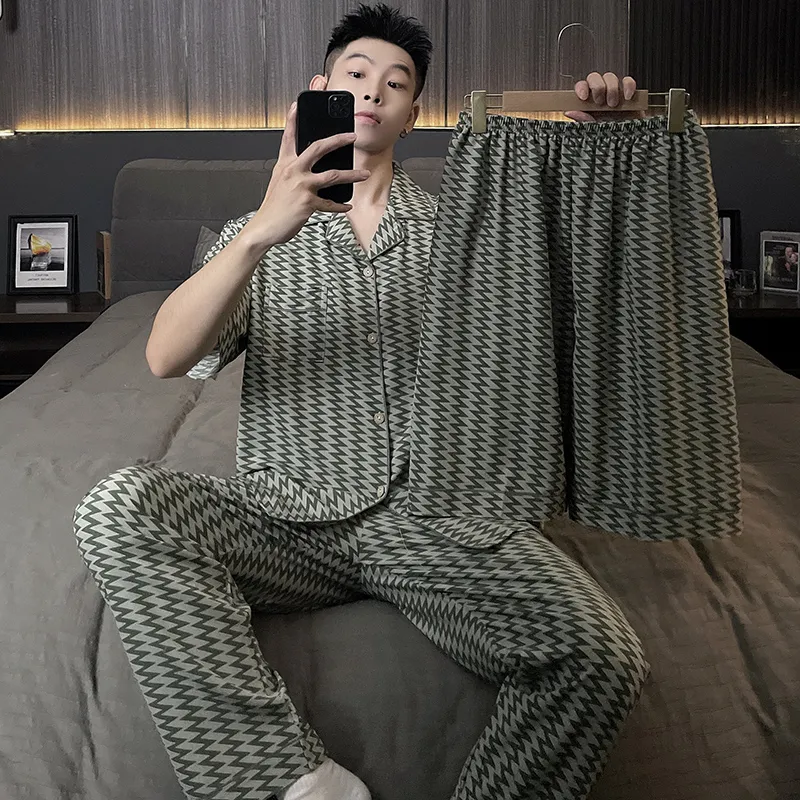 Qiao Ni Tong Pajama Set Men's Z Shaped Playful Pattern-2