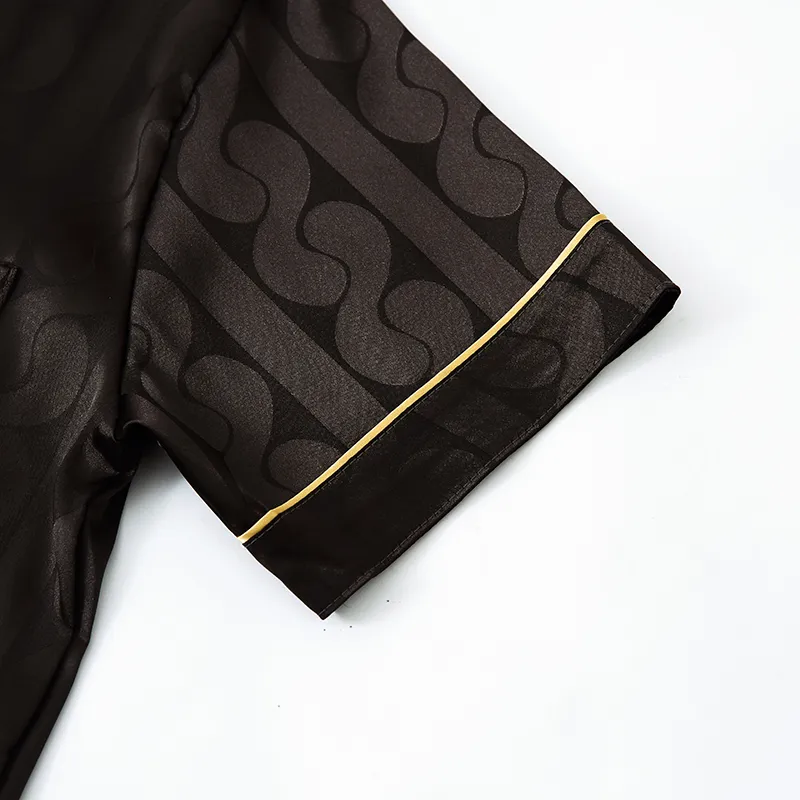 Qiao Ni Tong Pajama Set Men's Black Brown-6