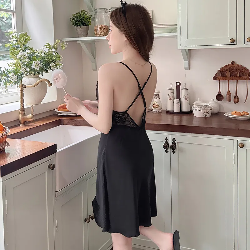 Qiao Ni Tong Nightgown Women's Brilliant Black-2