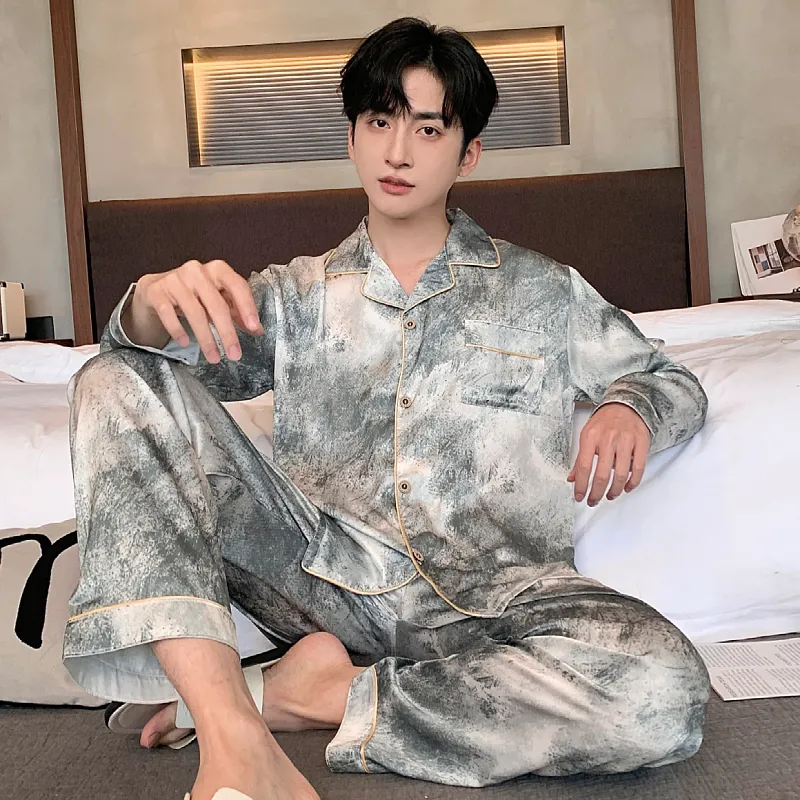 Qiao Ni Tong Pajama Set Men's Emerald Green-3