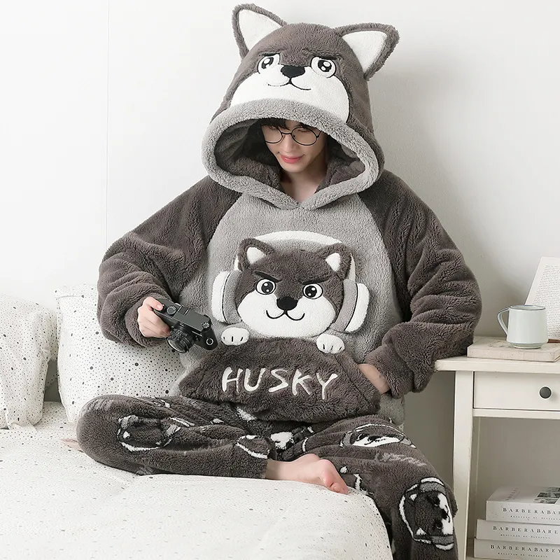 Qiao Ni Tong Pajama Set Fall Winter Style Men's Image Color-4