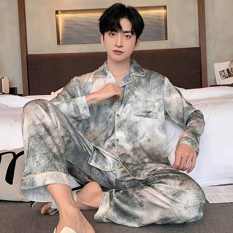 Qiao Ni Tong Pajama Set Men's Emerald Green-2