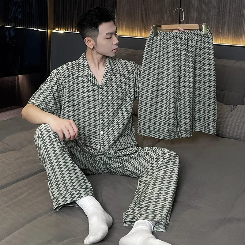Qiao Ni Tong Pajama Set Men's Z Shaped Playful Pattern-4