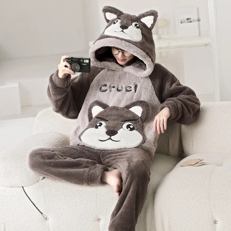 Qiao Ni Tong Pajama Set Fall Winter Style Men's Image Color-12