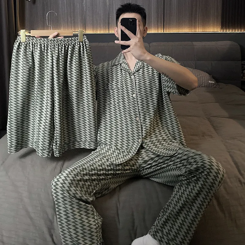 Qiao Ni Tong Pajama Set Men's Z Shaped Playful Pattern-1